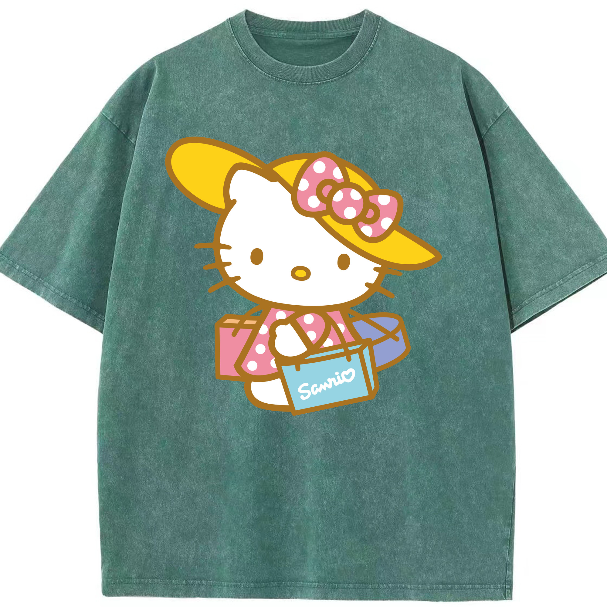 （画像用） Hello Kitty ハローキティ 綿100% ヴィンテージ風 半袖Tシャツ（フロントプリント）